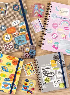 日本Rollbahn 2026复古旅行封面B6手账笔记本 L码165页