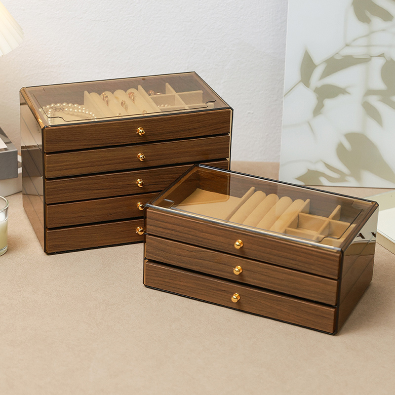 首饰收纳盒高档精致大容量胡桃木