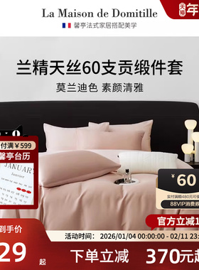 兰精天丝60S贡缎四件套床品套件莫兰迪素色凉感床上用品