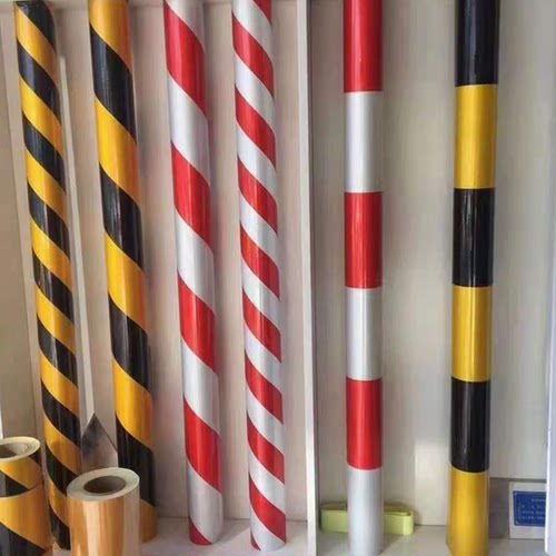 三黄三黑反光膜水泥柱子红白反光贴安全标识夜光胶带电杆防撞警示