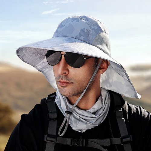 者新款夏季遮阳渔夫帽户外登山钓鱼防晒帽护颈大檐男士帽子XZ210