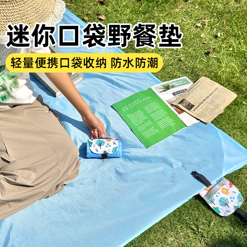 户外野餐垫便携口袋式迷你沙滩防水防潮露营防沙地布高颜值野餐布