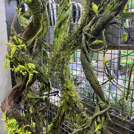 仿真树藤发泡枝条 假藤条带叶芽青苔缠绕墙面吊顶装饰造景枯藤