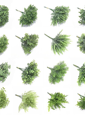 塑料仿真小草 直毛霜白尤加利多款工艺品装饰插花配材 迷你小叶子