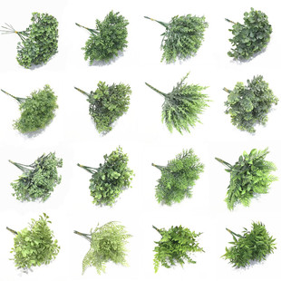 饰插花配材 工艺品装 迷你小叶子 直毛霜白尤加利多款 塑料仿真小草