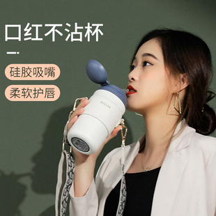 保温杯女士高颜值2021网红款带吸管女可爱ins原宿风简约女生水杯