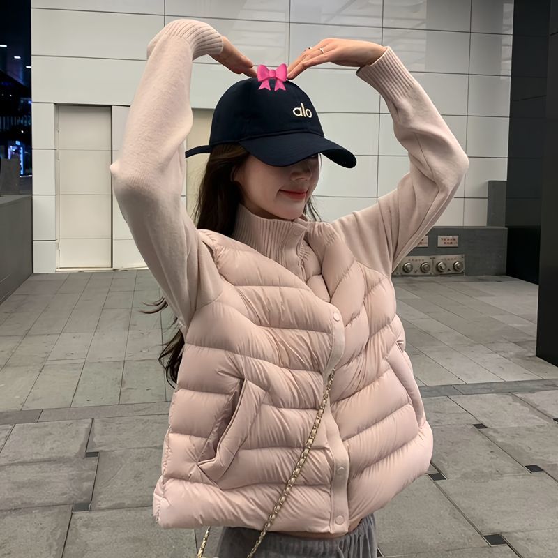 排骨羽绒女款服轻薄排骨羽绒服女2026年新款针织立领拼接秋冬季90