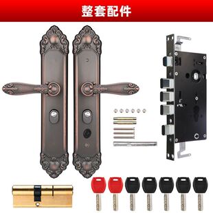 农村大门锁家用通用型欧式别墅大门锁套装双开304不锈钢防盗门锁