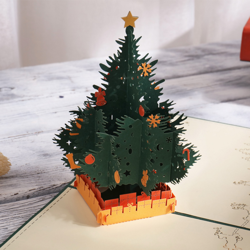 圣诞立体贺卡圣诞树手工材料包ait card精美小卡片送朋友节日礼物