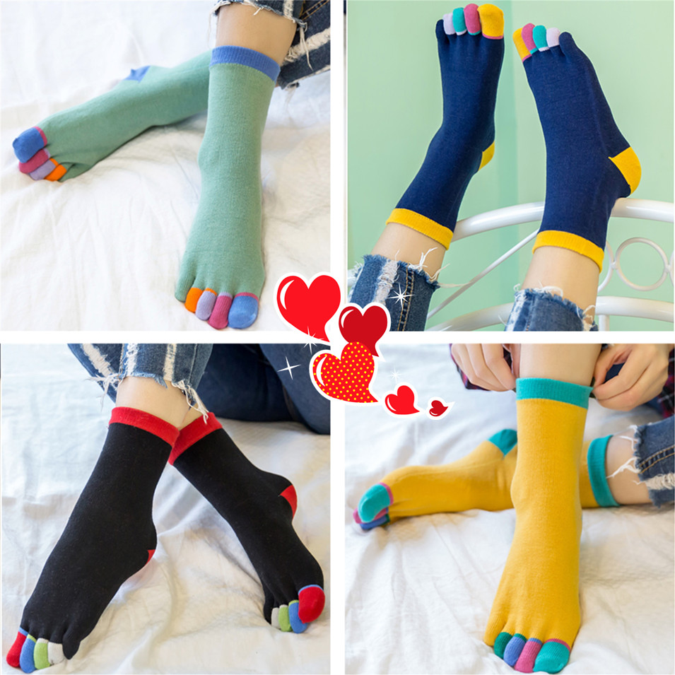 蓝姿欣彩指纯色女中筒精梳棉五指袜女经典四季百搭五指袜吸汗透气|ruв категории Нижнее белье, носки/рейтузы/чулки/Красивая ножка носки - от Buy2taobao.com для оказания профессиональной услуги покупки агента Taobao