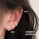 超闪镶钻十字架耳骨环女纯银针养耳洞边缘耳骨钉小耳圈耳扣耳环
