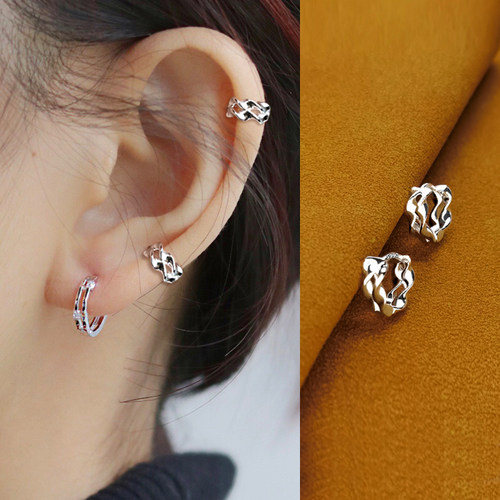 耳骨环高级感纯银针2025年新款潮耳环小耳圈有耳洞耳扣特别耳骨钉