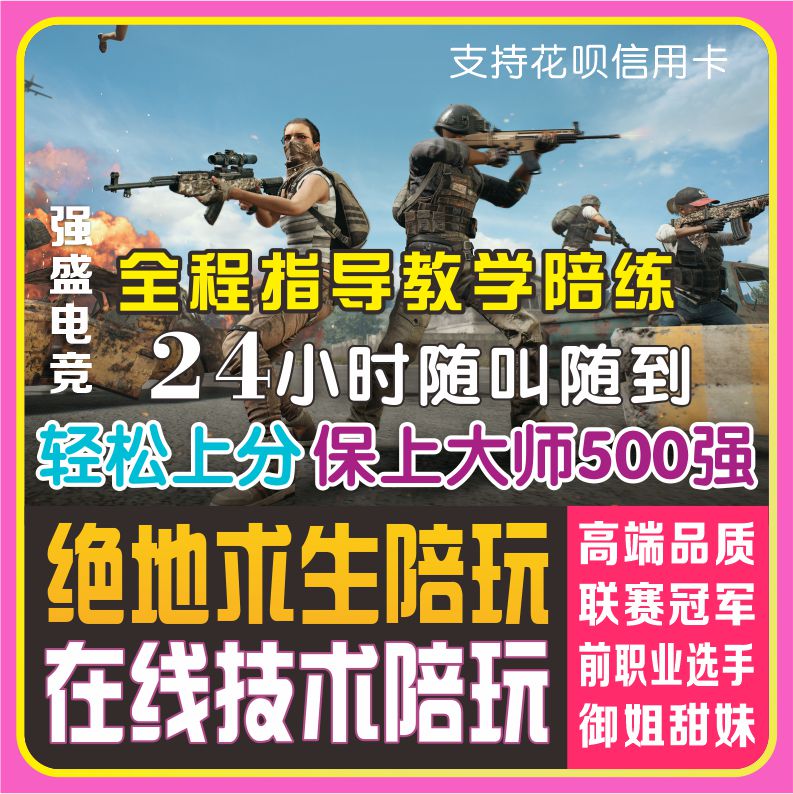 绝地求生保镖娱乐女陪车队PUBG陪玩陪练排位上分导盲犬技术定位赛