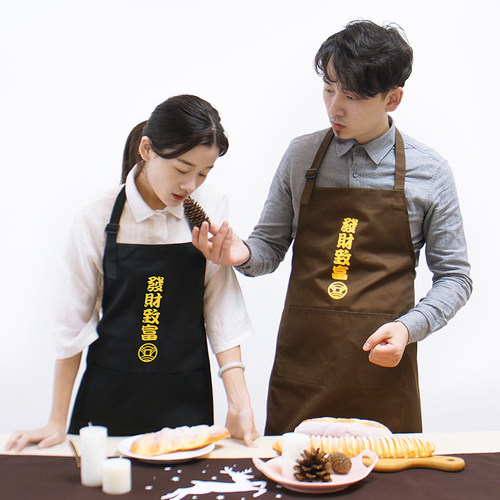 印花厨房韩版防水工作服围裙包邮