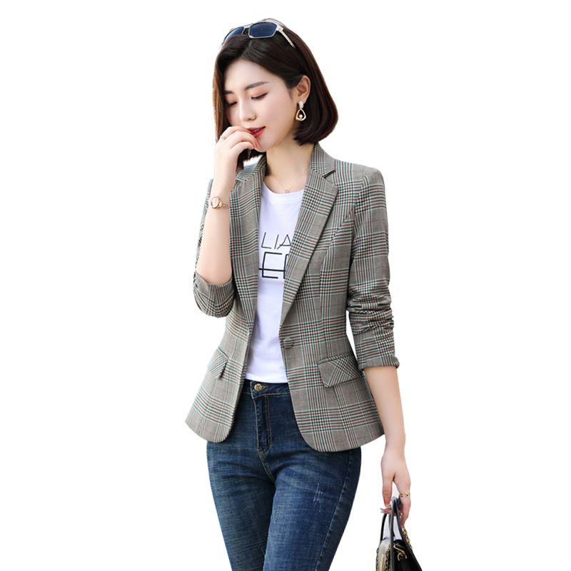 复古格子小西装外套女秋季韩版垂感显瘦小个子上衣网红休闲小西服