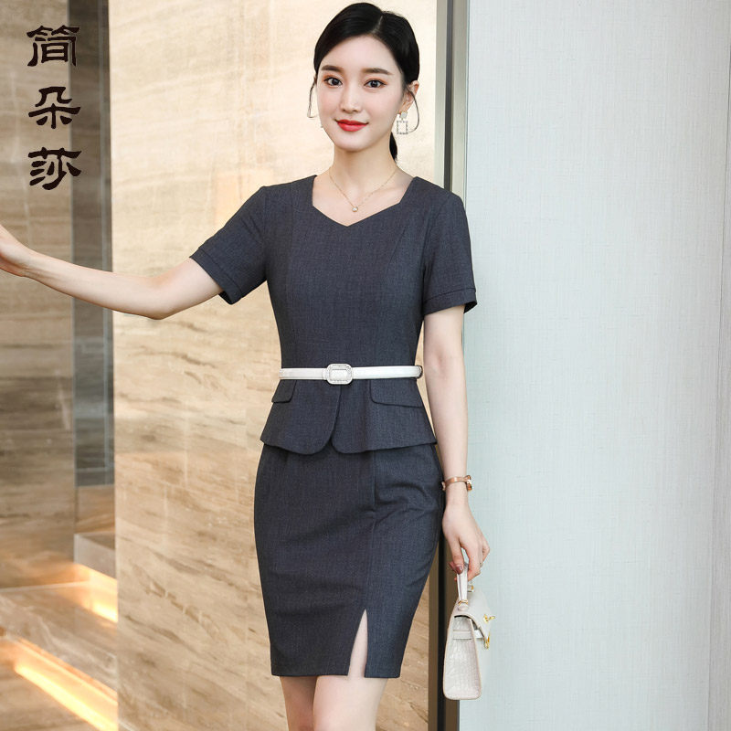 职业连衣裙女珠宝店美容师工作服