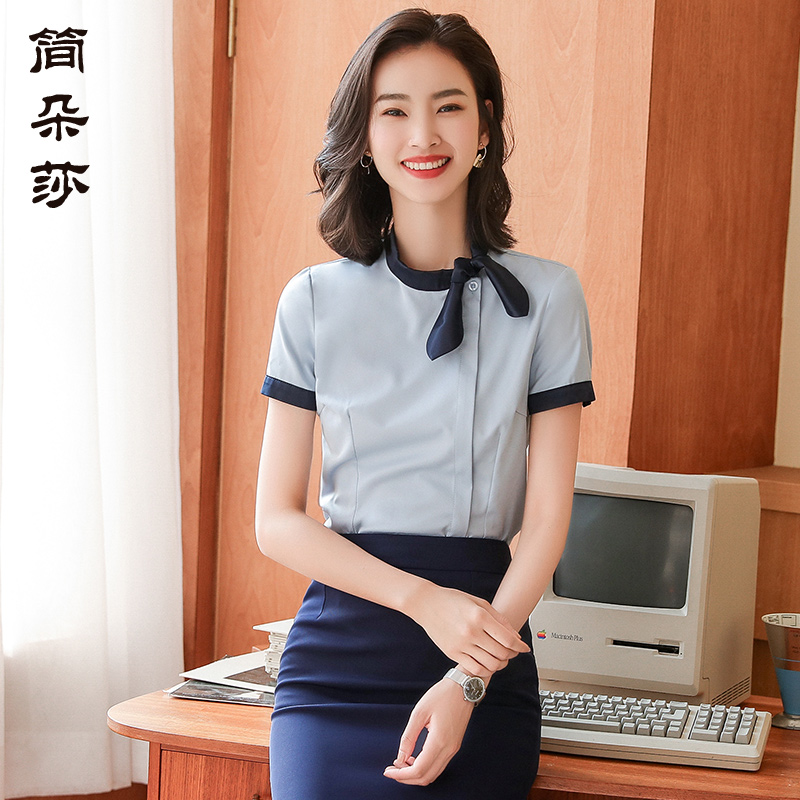 夏季短袖前台美容师衬衣工作服