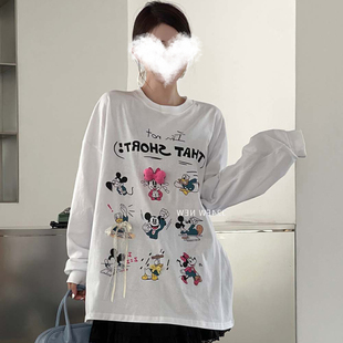 女2025圆领卡通蝴蝶结蕾丝印花韩系减龄宽松长袖 打底衫 新款 秋季