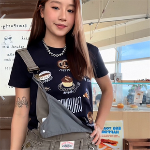 宽松显瘦体恤百搭上衣 美式 高街重磅纯棉短袖 t恤女2025年夏季 新款