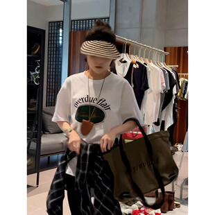 美式印花纯棉短袖t恤夏季女装2026新款休闲百搭洋气减龄纯棉上衣