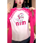 潮牌卡通印花拼接T恤小众修身 女 打底衫 百搭显瘦长袖 2025秋冬新款