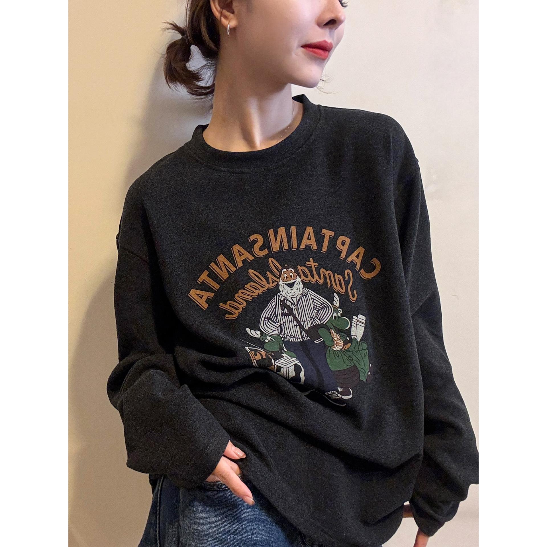 卡通印花字母磨毛加厚T恤