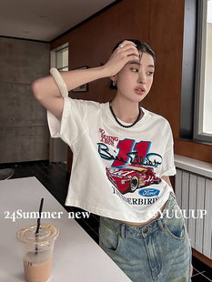 复古字母印花短袖 美式 T恤韩版 时尚 上衣 2025夏季 休闲百搭短款 新款