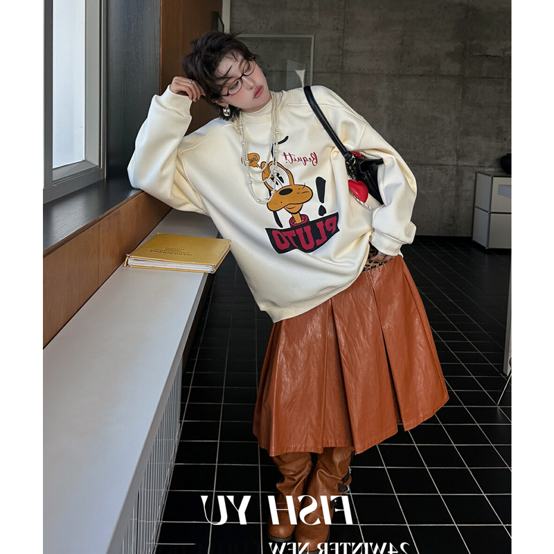 卫衣中长款休闲宽松复古加绒