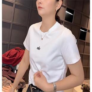 百搭上衣 美式 复古简约重磅纯棉字母印花短袖 t恤女2025夏新款 时尚