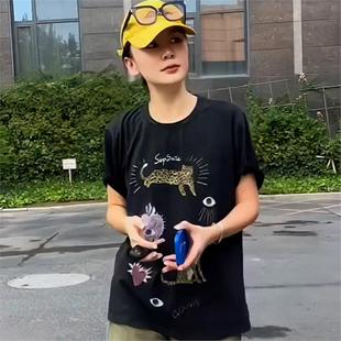 设计感小众独特别致漂亮上衣 爆款 卡通印花短袖 t恤女2025夏季 新款