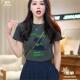 小众 上衣设计女印花洋气体恤减龄别致恤百搭韩版 2025夏季 感t短袖