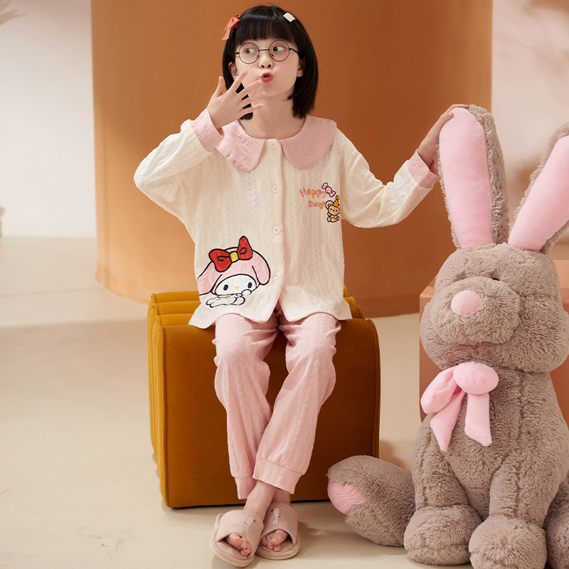 春秋季3D提花全棉家居服套装