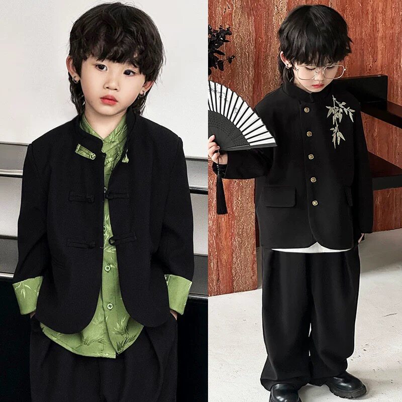 帅气国潮男童唐装衬衫中山装外套春秋季新中式童装儿童中国风套装,童装/婴儿装/亲子装,唐装,淘宝优惠券,粉丝福利购,淘宝优惠卷