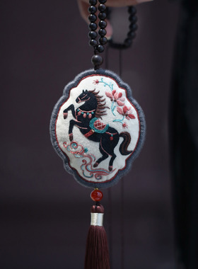 花寄 生肖黑马香囊刺绣diy手工材料包自制平安车挂香包新年礼物