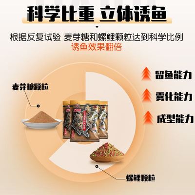 金版麦芽糖发酵饵鲤鱼饵料野钓打窝料黑坑专用通杀鲫鱼饵料钓鱼料