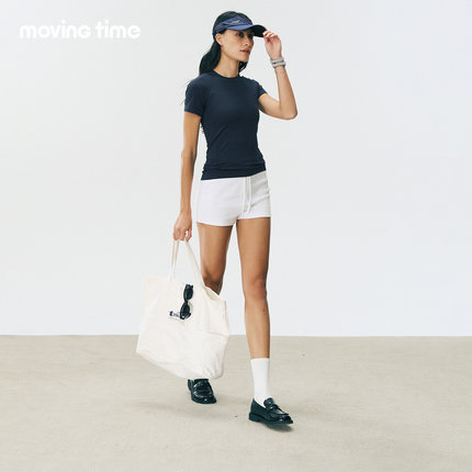movingtime插肩瑜伽短袖女修身显瘦速干透气收腰普拉提训练健身衣