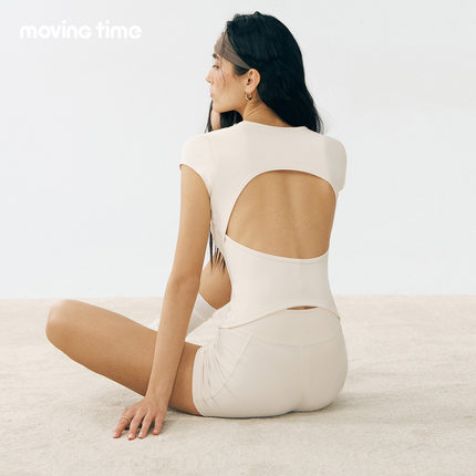 movingtime美背瑜伽T恤修身显瘦吸汗透气时尚百搭普拉提健身短袖