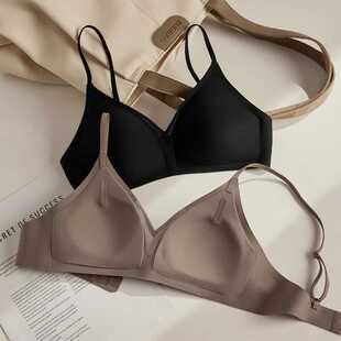 无痕内衣女大胸显小胸聚拢美背法式三角杯大U露背夏季薄款文胸罩