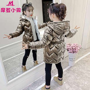 女童棉衣2025新款 连帽加厚棉袄洋气女孩亮皮免洗羽绒棉服外套 冬装