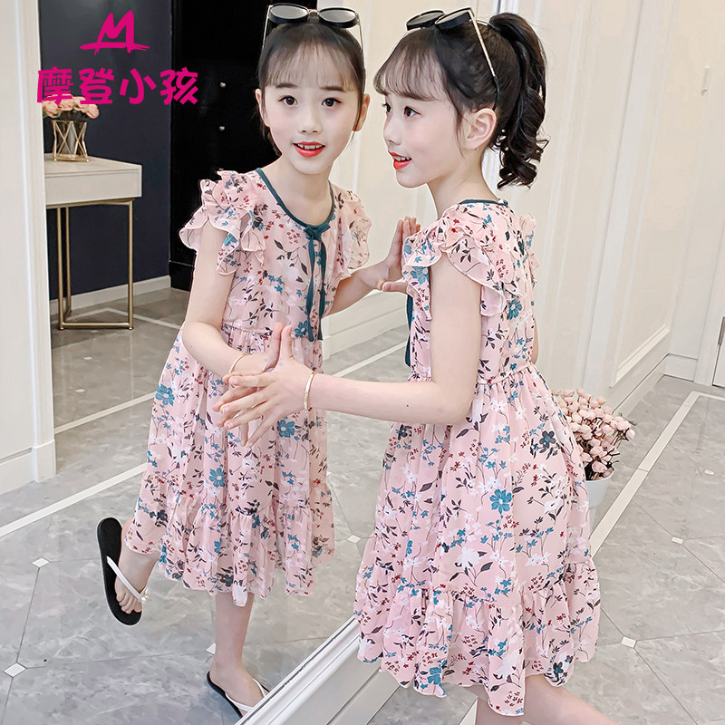女童碎花雪纺连衣裙2026年新款夏装背心裙女孩洋气裙子儿童公主裙