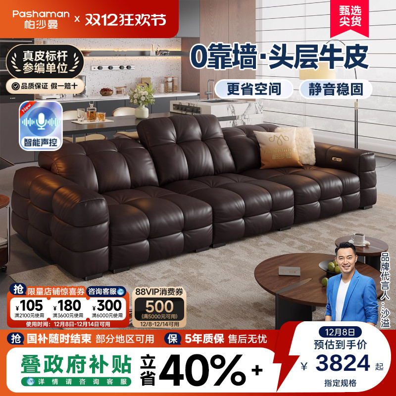 帕沙曼功能真皮沙发现代简约客厅