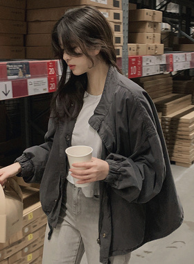 Slowand韩国官网女装代购23春 韩范休闲穿搭复古宽松立领短外套