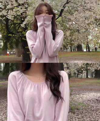 Slowand韩国官网自制女装代购23春夏 清新甜美色彩感气质针织衫