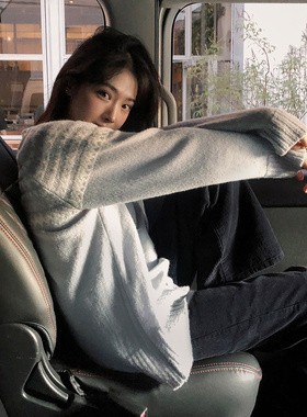 Slowand韩国官网自制女装代购23冬韩范文艺感北欧图案圆领针织衫