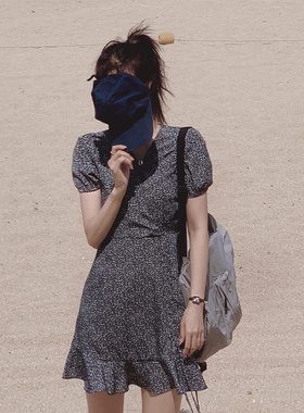 Slowand韩国官网自制女装代购23夏款优雅小女人荷叶边V领连衣裙