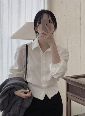 Slowand韩国官网女装代购22秋 时尚简约优雅收腰单排扣长袖衬衫