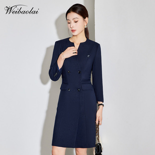 职业连衣裙女商务通勤珠宝店售楼部工装裙酒店前台接待工服女秋冬