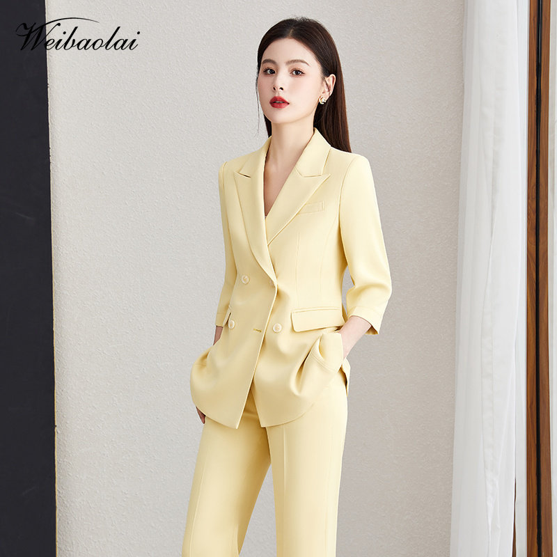 休闲西装套装女2026新款时尚通勤面试职业西服夏季西装套装女薄款