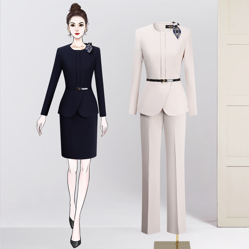 职业装女美容院售楼金店工作服秋