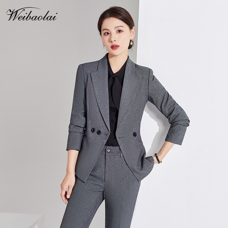 秋冬季长袖职业套装女